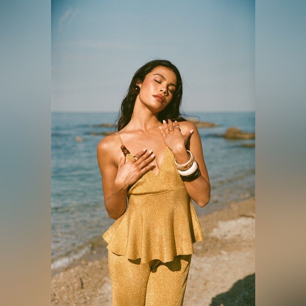 Pheme Tied Metallic Knit Top - Picture 2 of 9